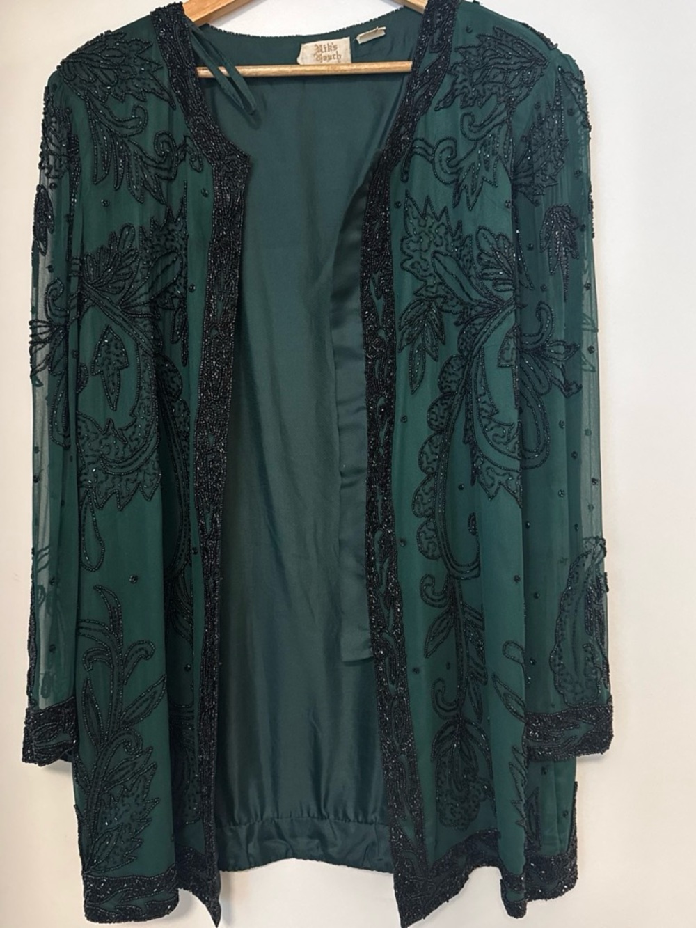 Vintage Nik’s Touch 100% Silk Beaded Jacket – Teal & Black